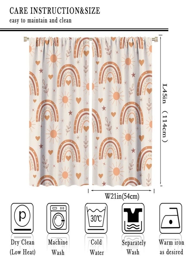 AuiMzoo Boho Rainbow Curtains, Lovely Rainbow Love Sun and Brown Peach Star Pattern, Children Boys Girls Bedroom Living Room Nursery Nursery Decorative Curtains, 2 Panel Set,42X45 Inch - Image 2